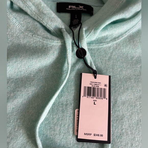 Ralph Lauren RLX Cashmere Light Blue/ Green Men's Sweater Hoodie - Picture 5 of 16
